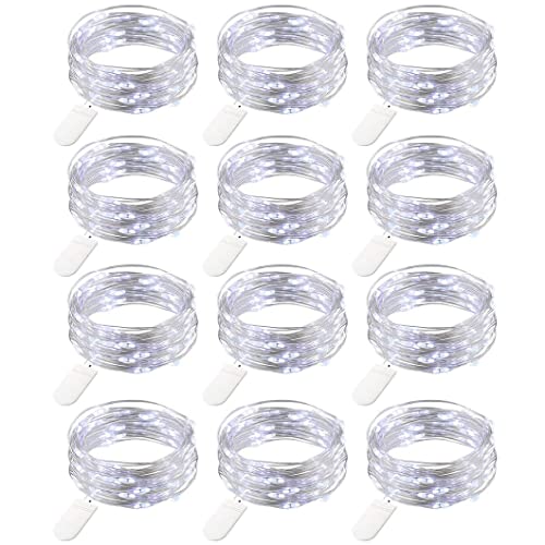 12 Stück LED Lichterkette Batterie Betrieben, 20 LEDs Micro Kupferdraht Lichter, 2M Beleuchtung Glühwürmchen Licht für DIY Weihnachten Urlaub Hochzeit Geburtstag Indoor Outdoor Decor, Kühlweiß 12 Stück LED Lichterkette Batterie Betrieben, 20 LEDs Micro Kupferdraht Lichter, 2M Beleuchtung Glühwürmchen Licht für DIY Weihnachten Urlaub Hochzeit Geburtstag Indoor Outdoor Decor, Kühlweiß von TIYUPA
