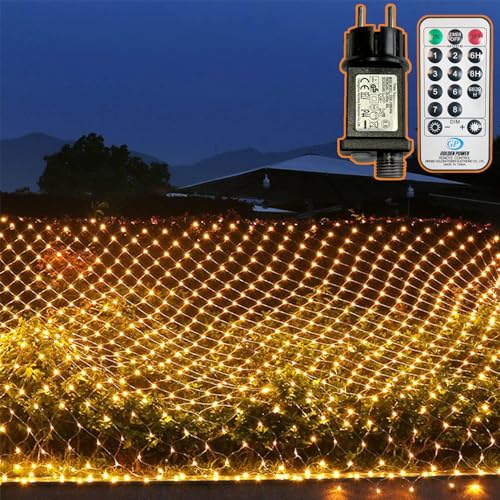 204 LEDs Lichternetz Außen, 3M x 2M Netz Lichterkette Stecker mit Fernbedienung 8 Modi Timer, Wasserdichte Mesh Lichtervorhang, für Christbaum Weihnachten Party Garten Innen Dekorationen, Warmweiß 204 LEDs Lichternetz Außen, 3M x 2M Netz Lichterkette Stecker mit Fernbedienung 8 Modi Timer, Wasserdichte Mesh Lichtervorhang, für Christbaum Weihnachten Party Garten Innen Dekorationen, Warmweiß von TIYUPA