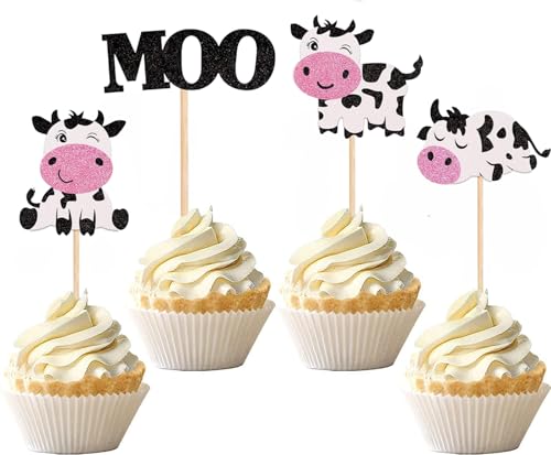 24 Stück Cupcake Topper Milchkuh, Cake Topper Kuh, Bauernhof Moo Cupcake Picks, Bauernhof Geburtstag Dekorationen, für Kinder Geburtstag Party Kuchendekorationen Zubehör 24 Stück Cupcake Topper Milchkuh, Cake Topper Kuh, Bauernhof Moo Cupcake Picks, Bauernhof Geburtstag Dekorationen, für Kinder Geburtstag Party Kuchendekorationen Zubehör von TIutmivo