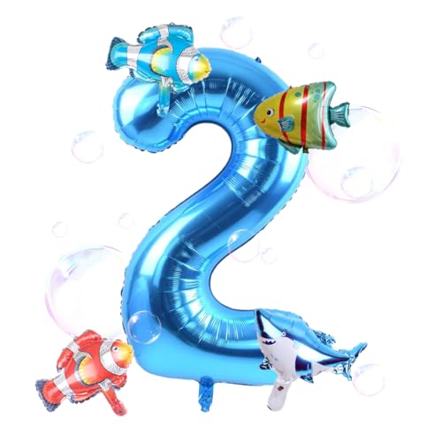 Geburtstagsballons Meerestiere 2 Jahr, Folienballon für Kindergeburtstag, Ozeanthema Party Dekoration (2) von TIutmivo
