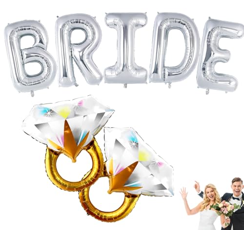 Luftballons Braut, Riesige Brautballons,Luftballons “BRIDE”, Brautparty Ballons,Junggesellinnenabschied Zubehör, für Junggesellinnenabschied Dekoration,40 Zoll(Silber) von TIutmivo