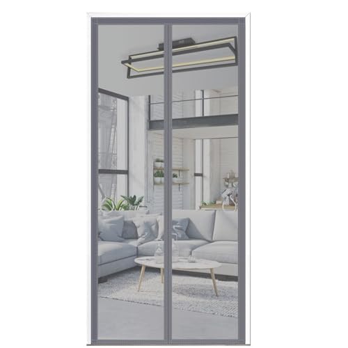 TJDWPRRD Mesh Partition Vorhang Türbildschirm Magnetverschluss Für Vordertüren 36 x 78 in Reversibel Links rechts Seitenöffnung Innenräume Schwerlast Glasfaser Netzvorhänge,B,1.2x2.2m von TJDWPRRD