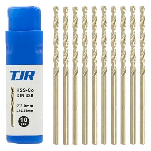 TJR® HSS-E M35 Kobalt Spiralbohrer Stufen Selbstzentrierend Metallbohrer DIN 338 Typ N 135° (10 Stück Ø 2mm) von TJR