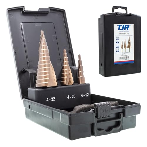 TJR® HSS-E M35 Kobalt Stufenbohrer-Set, 3-teilig, 2 Spiralnuten, 29 Stufen (4-32 mm), für schnelles Bohren in Edelstahl, Legierungsstahl, Nichteisenmetallen und Kunststoffen TJR® HSS-E M35 Kobalt Stufenbohrer-Set, 3-teilig, 2 Spiralnuten, 29 Stufen (4-32 mm), für schnelles Bohren in Edelstahl, Legierungsstahl, Nichteisenmetallen und Kunststoffen von TJR