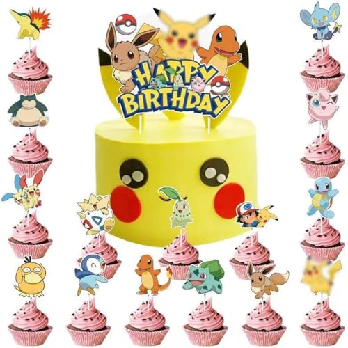 Cartoon Cake Topper, Cartoon Toppers Decoration, Happy Birthday Cake Topper Decoration, 16 Pieces Birthday Decoration Cake Muffin Decoration, for Children von TJYAEKLTD