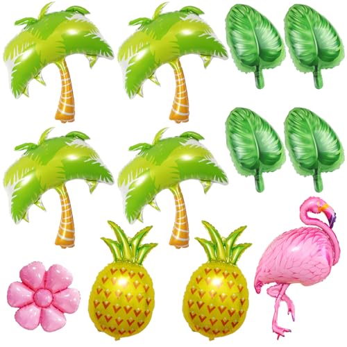 12 Stück tropische Hawaii-Luftballons, Flamingo, Ananas, Kokosnussbaum, Aluminiumfolienballon, Aloha, Luau, Mylar-Ballon, Blumen-Blatt-Ballons für Strand, Pool, Geburtstagsparty, 12 Stück tropische Hawaii-Luftballons, Flamingo, Ananas, Kokosnussbaum, Aluminiumfolienballon, Aloha, Luau, Mylar-Ballon, Blumen-Blatt-Ballons für Strand, Pool, Geburtstagsparty, von TJYJOY