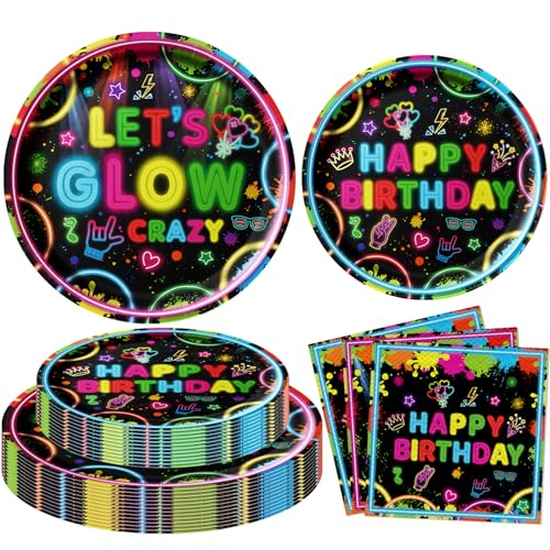 120 Packung leuchtende Zubehör Neon Geburtstag Party Dekorationen leuchtende Geschirr Let's Glow Supplies einschließlich Platten Servietten für Neon-Thema Party Supplies Serves 40 120 Packung leuchtende Zubehör Neon Geburtstag Party Dekorationen leuchtende Geschirr Let's Glow Supplies einschließlich Platten Servietten für Neon-Thema Party Supplies Serves 40 von TJYJOY
