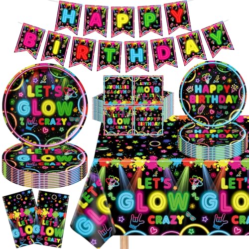 123 Stück Glow Neon Party Supplies Glow Party Geschirr Neon Geburtstag Party Dekorationen einschließlich Teller Banner Servietten Tischdecken für Glow Neon in Dark Thema Party Supplies Serves 40 123 Stück Glow Neon Party Supplies Glow Party Geschirr Neon Geburtstag Party Dekorationen einschließlich Teller Banner Servietten Tischdecken für Glow Neon in Dark Thema Party Supplies Serves 40 von TJYJOY