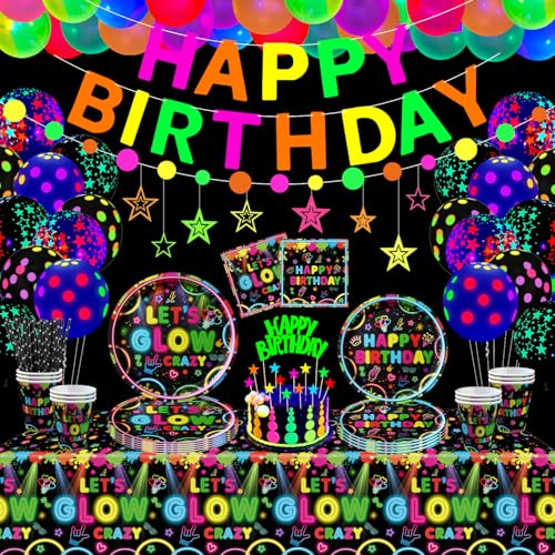 162 Pack Glow Party Geschirr Set Glow Neon Party Supplies Neon Geburtstag Party Dekorationen Einschließlich Teller Banner Luftballons Servietten Tischdecken Neon in Dark Thema Party Supplies Serves 40 162 Pack Glow Party Geschirr Set Glow Neon Party Supplies Neon Geburtstag Party Dekorationen Einschließlich Teller Banner Luftballons Servietten Tischdecken Neon in Dark Thema Party Supplies Serves 40 von TJYJOY