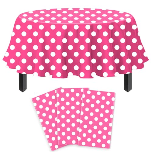 3 Pack rosa und weißen Tupfen Runde Tischdecke Rosa Runde Tischdecke mit weißen Tupfen Runde Kunststofftischdecke 84 IN Runde für Küche Essen Hochzeit Party 3 Pack rosa und weißen Tupfen Runde Tischdecke Rosa Runde Tischdecke mit weißen Tupfen Runde Kunststofftischdecke 84 IN Runde für Küche Essen Hochzeit Party von TJYJOY