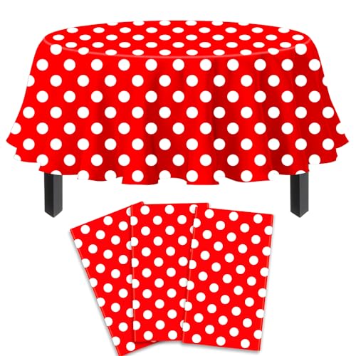 3 Pack rot und weiß Polka Dots Runde Tischdecke Rot Runde Tischdecke mit weißen Polka Dot Runde Kunststofftischdecke 84 IN Runde für Küche Essen Hochzeit Party 3 Pack rot und weiß Polka Dots Runde Tischdecke Rot Runde Tischdecke mit weißen Polka Dot Runde Kunststofftischdecke 84 IN Runde für Küche Essen Hochzeit Party von TJYJOY