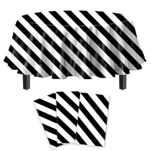 3 Pack schwarz und weiß Streifen Runde Tischdecke Streifen Outdoor-Tischdecke Runde Tischdecke Runde Kunststofftischdecke 84 IN Runde für Küche Essen Hochzeit Party 3 Pack schwarz und weiß Streifen Runde Tischdecke Streifen Outdoor-Tischdecke Runde Tischdecke Runde Kunststofftischdecke 84 IN Runde für Küche Essen Hochzeit Party von TJYJOY