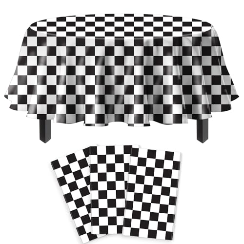 3 Stück Einweg Rennsport Tischtuch Schwarz Weiß Runder Tischdecke Rennsport Themen Tischabdeckung Wasserdicht Rennauto Formel Tischtuch für Kinder Karierte Geburtstag Dekorationen 213 x 213 cm 3 Stück Einweg Rennsport Tischtuch Schwarz Weiß Runder Tischdecke Rennsport Themen Tischabdeckung Wasserdicht Rennauto Formel Tischtuch für Kinder Karierte Geburtstag Dekorationen 213 x 213 cm von TJYJOY