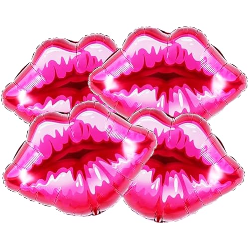 4 Stück Lippenballons, Make-up-Folienballon, rote Lippenkuss, Mylar-Luftballons, Kosmetik-Party-Dekorationen für Junggesellinnenabschied, Mädchen, Damen, Geburtstag, Make-up, Themenpartys 4 Stück Lippenballons, Make-up-Folienballon, rote Lippenkuss, Mylar-Luftballons, Kosmetik-Party-Dekorationen für Junggesellinnenabschied, Mädchen, Damen, Geburtstag, Make-up, Themenpartys von TJYJOY