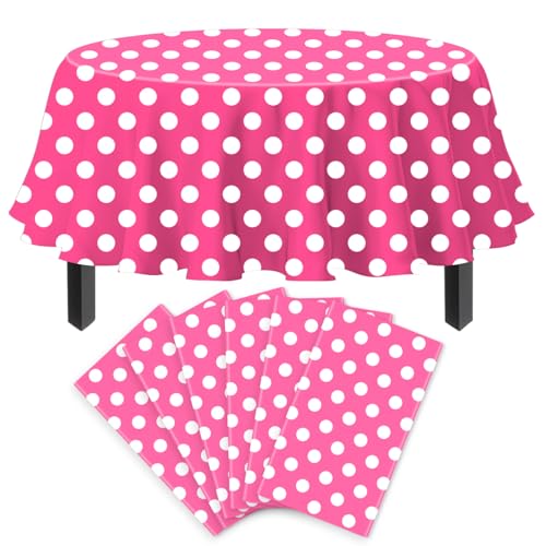 6 Stück Einweg Wellenpunkt Tischtuch Weiße Punkte auf Rosa Hintergrund Runder Tischdecke Wasserdicht Partei Wellenpunkt Tischtuch für Kinder Picknick Mädchen Geburtstag Dekorationen 213 x 213 cm 6 Stück Einweg Wellenpunkt Tischtuch Weiße Punkte auf Rosa Hintergrund Runder Tischdecke Wasserdicht Partei Wellenpunkt Tischtuch für Kinder Picknick Mädchen Geburtstag Dekorationen 213 x 213 cm von TJYJOY