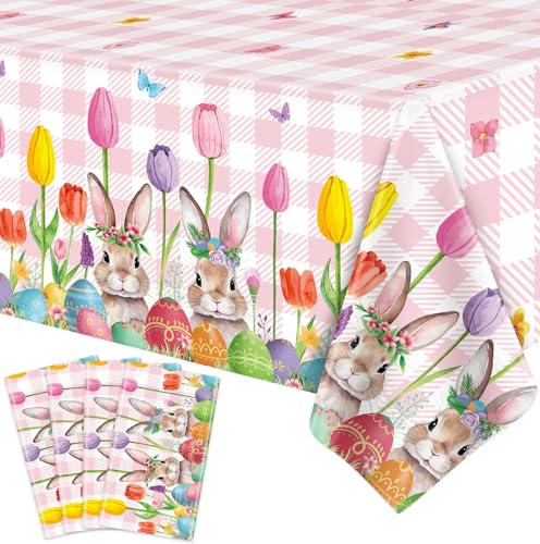 TJYJOY Oster-Tischdecke, Frühlingstulpe, Büffel, Osterhasen, Einweg-Tischdecke, rechteckig, Oster-Tischdecken, Osterdekorationen für Picknick, Frühling, Ostern, Partyzubehör, 129,5 x 218,4 cm, 4 Stück TJYJOY Oster-Tischdecke, Frühlingstulpe, Büffel, Osterhasen, Einweg-Tischdecke, rechteckig, Oster-Tischdecken, Osterdekorationen für Picknick, Frühling, Ostern, Partyzubehör, 129,5 x 218,4 cm, 4 Stück von TJYJOY
