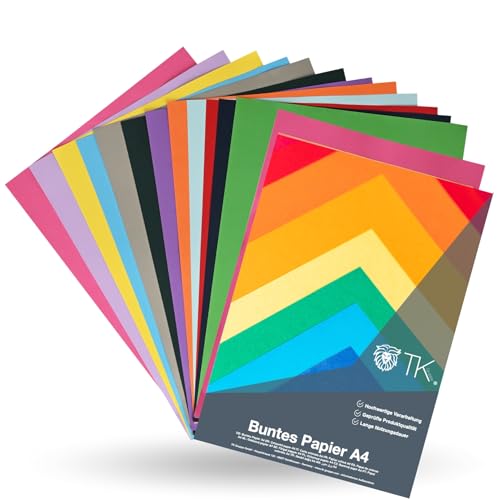 120x Buntes Papier A4 120 g/m² - Bastelpapier bunt - Buntpapier - Druckerpapier zum Basteln & Gestalten - Tonpapier & Tonkarton von TK Gruppe Timo Klingler
