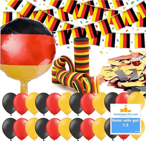 Dekotalent® 3x XXL Deutschland Deko Dekoration Set Fanartikel Tischdekoration mit über 50 Teilen wie Luftballons & Wimpelkette & Servietten für Fußball WM, EM von TK Gruppe Timo Klingler