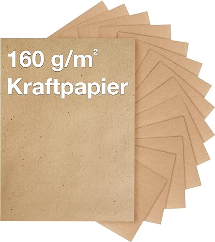 100x Blatt Kraftpapier A4 Papier 160 g/m² - Nachhaltiges Naturpapier - extra dicke Pappe zum Basteln & Drucken - Kartonpapier & Tonpapier braun von TK Gruppe Timo Klingler