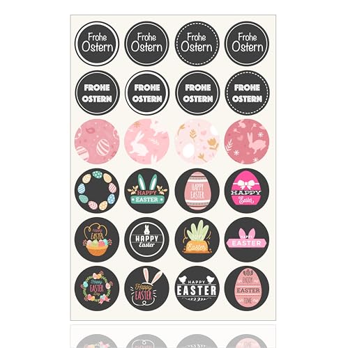 24er Aufkleber Ostern - Sticker Set Ø 5 cm zum Bekleben & Basteln von Ostereier, Dekoration Klebebilder von Eier (Modern) von TK Gruppe Timo Klingler