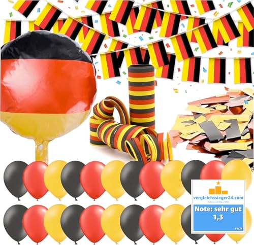 XXL Deutschland Deko EM 2024 Dekoration Set Fanartikel Tischdekoration mit über 50 Teilen wie Luftballons & Wimpelkette & Servietten für Fußball WM, EM XXL Deutschland Deko EM 2024 Dekoration Set Fanartikel Tischdekoration mit über 50 Teilen wie Luftballons & Wimpelkette & Servietten für Fußball WM, EM von TK Gruppe Timo Klingler
