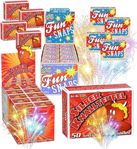 TK Gruppe Timo Klingler 1000x Fun Snaps Knallerbsen: Silvester Feuerwerk für Jugendliche und Kinder - Kategorie F1 Knallspielzeug im Display, vergleichbar mit Knallteufeln von TK Gruppe Timo Klingler