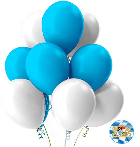 Dekotalent® 10x 50x Luftballons Ø 35 cm Mix weiß & blau als Deko Dekoration für Wiesn, Canstatter für Ihr Oktoberfest Dahoum von TK Gruppe Timo Klingler