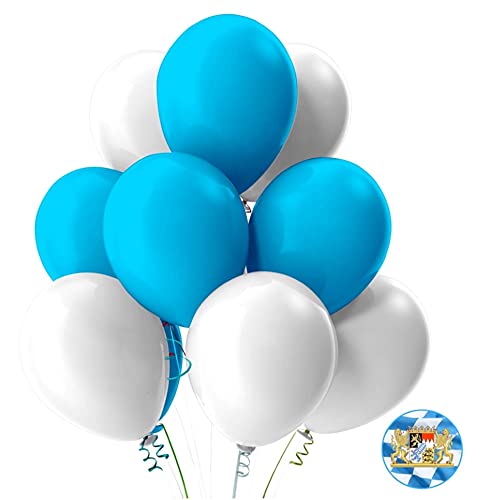 TK Gruppe Timo Klingler Dekotalent® 3X 50x Luftballons Ø 35 cm Mix für Ihr Oktoberfest Dahoum weiß & blau als Deko Dekoration für Wiesn, von TK Gruppe Timo Klingler