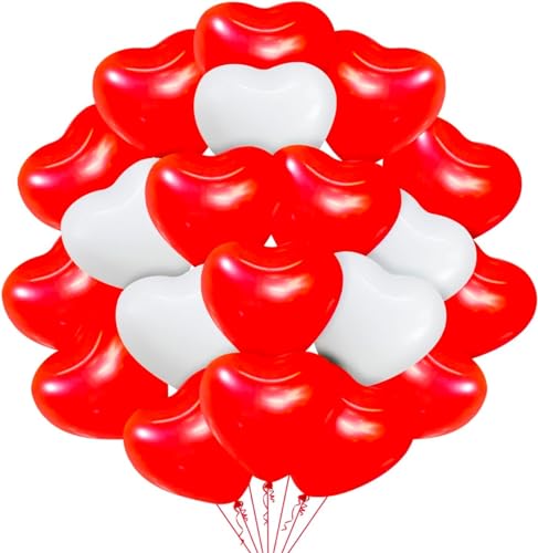50x XXL Herzluftballons Helium geeignet Ø 40 cm Luftballons Herz Herzballon rot & weiß als Deko für Sie & Ihn Hochzeit & Valentinstag von TK Gruppe Timo Klingler