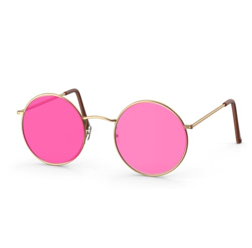TK Gruppe Timo Klingler Hippie Glasses Sunglasses Round Pink Accessories for Fancy Dress & Carnival - 70s 80s Accessories such as John Lennon (1) von TK Gruppe Timo Klingler