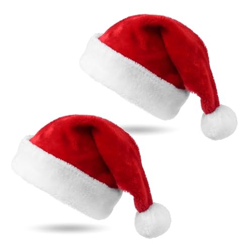 TK Gruppe Timo Klingler 2x Weihnachtsmütze Nikolausmütze Mütze Weihnachten Nikolaus rot für Erwachsene & Kinder - Weihnachtsfeier Weihnachtsmarkt (2er) von TK Gruppe Timo Klingler