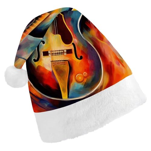 TKJMCSW Abstrakte Aquarell-Gitarre, Weihnachtsmütze für Erwachsene, Samt, klassische Weihnachtsmütze für Weihnachten, Neujahr, Party, Kopfbedeckung TKJMCSW Abstrakte Aquarell-Gitarre, Weihnachtsmütze für Erwachsene, Samt, klassische Weihnachtsmütze für Weihnachten, Neujahr, Party, Kopfbedeckung von TKJMCSW