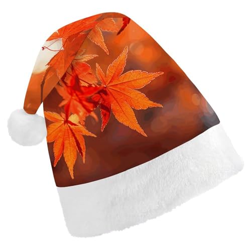 TKJMCSW Ahornblätter in der Sonne, Weihnachtsmütze für Erwachsene, Samt, klassische Weihnachtsmütze für Weihnachten, Neujahr, Party, Kopfbedeckung TKJMCSW Ahornblätter in der Sonne, Weihnachtsmütze für Erwachsene, Samt, klassische Weihnachtsmütze für Weihnachten, Neujahr, Party, Kopfbedeckung von TKJMCSW
