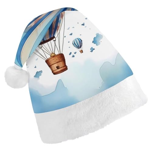 TKJMCSW Blaue Heißluftballon-Weihnachtsmütze für Erwachsene, Samt, klassische Weihnachtsmütze für Weihnachten, Neujahr, Party, Kopfbedeckung TKJMCSW Blaue Heißluftballon-Weihnachtsmütze für Erwachsene, Samt, klassische Weihnachtsmütze für Weihnachten, Neujahr, Party, Kopfbedeckung von TKJMCSW