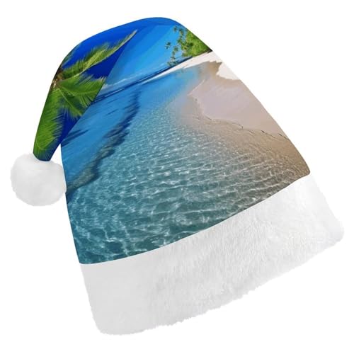 TKJMCSW Blue Sea Kokosnussbaum-Weihnachtsmütze für Erwachsene, Samt, klassische Weihnachtsmütze für Weihnachten, Neujahr, Party, Kopfbedeckung TKJMCSW Blue Sea Kokosnussbaum-Weihnachtsmütze für Erwachsene, Samt, klassische Weihnachtsmütze für Weihnachten, Neujahr, Party, Kopfbedeckung von TKJMCSW