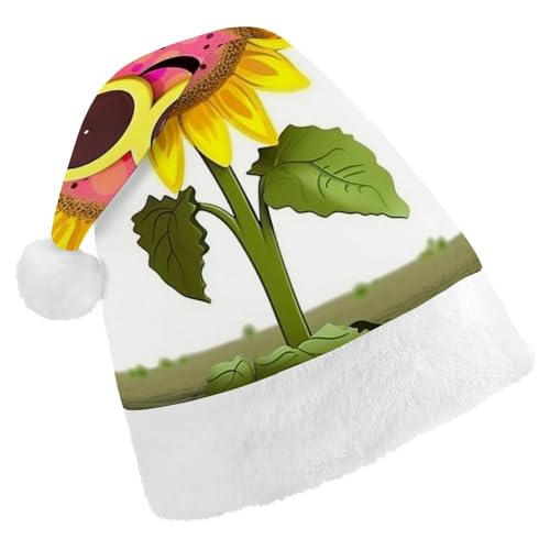 TKJMCSW Cartoon-Sonnenblumen-Weihnachtsmütze für Erwachsene, Samt, klassische Weihnachtsmütze für Weihnachten, Neujahr, Party, Kopfbedeckung TKJMCSW Cartoon-Sonnenblumen-Weihnachtsmütze für Erwachsene, Samt, klassische Weihnachtsmütze für Weihnachten, Neujahr, Party, Kopfbedeckung von TKJMCSW