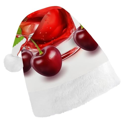 TKJMCSW Cherry Juice Weihnachtsmütze für Erwachsene, Samt, klassische Weihnachtsmütze für Weihnachten, Neujahr, Party, Kopfbedeckung TKJMCSW Cherry Juice Weihnachtsmütze für Erwachsene, Samt, klassische Weihnachtsmütze für Weihnachten, Neujahr, Party, Kopfbedeckung von TKJMCSW