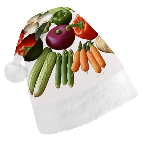 TKJMCSW Einführung von verschiedenen Gemüsesorten Weihnachtsmütze, Weihnachtsmannmütze für Erwachsene, Samt, klassische Weihnachtsmütze für Weihnachten, Neujahr, Party, Kopfbedeckung TKJMCSW Einführung von verschiedenen Gemüsesorten Weihnachtsmütze, Weihnachtsmannmütze für Erwachsene, Samt, klassische Weihnachtsmütze für Weihnachten, Neujahr, Party, Kopfbedeckung von TKJMCSW