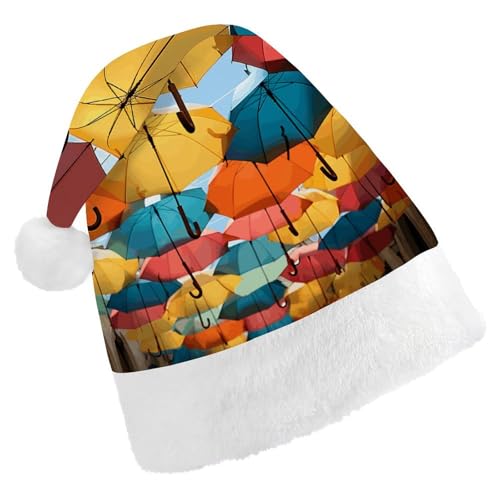 TKJMCSW Farbige Regenschirme, Weihnachtsmütze für Erwachsene, Samt, klassische Weihnachtsmütze für Weihnachten, Neujahr, Party, Kopfbedeckung TKJMCSW Farbige Regenschirme, Weihnachtsmütze für Erwachsene, Samt, klassische Weihnachtsmütze für Weihnachten, Neujahr, Party, Kopfbedeckung von TKJMCSW