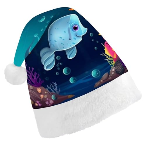 TKJMCSW Fisch-Weihnachtsmütze für Erwachsene, Samt, klassische Weihnachtsmütze für Weihnachten, Neujahr, Party, Kopfbedeckung TKJMCSW Fisch-Weihnachtsmütze für Erwachsene, Samt, klassische Weihnachtsmütze für Weihnachten, Neujahr, Party, Kopfbedeckung von TKJMCSW