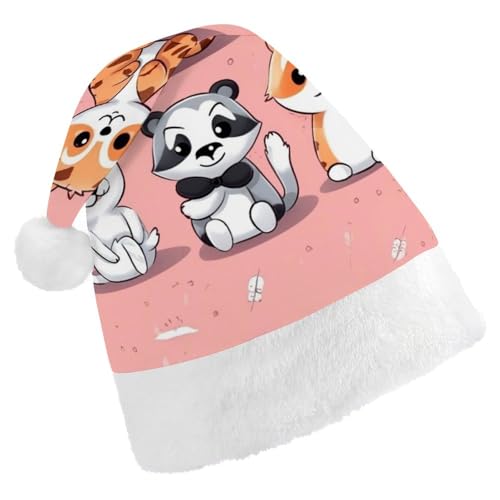 TKJMCSW Handgezeichnete süße Tier-Weihnachtsmütze für Erwachsene, Samt, klassische Weihnachtsmütze für Weihnachten, Neujahr, Party, Kopfbedeckung TKJMCSW Handgezeichnete süße Tier-Weihnachtsmütze für Erwachsene, Samt, klassische Weihnachtsmütze für Weihnachten, Neujahr, Party, Kopfbedeckung von TKJMCSW