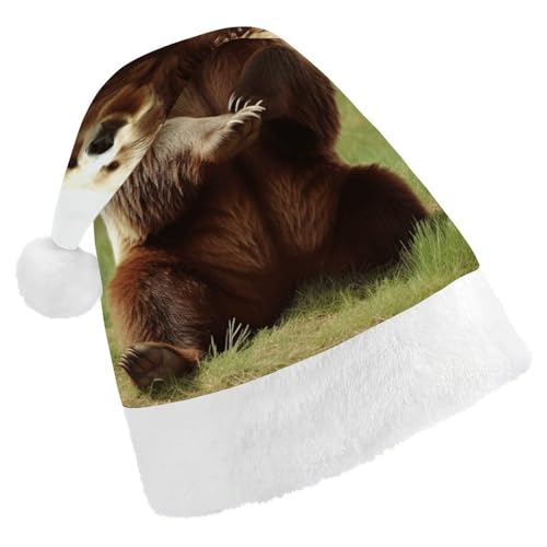 TKJMCSW Hi Bear Sit on The Lawn Weihnachtsmütze für Erwachsene, Samt, klassische Weihnachtsmütze für Weihnachten, Neujahr, Party, Kopfbedeckung TKJMCSW Hi Bear Sit on The Lawn Weihnachtsmütze für Erwachsene, Samt, klassische Weihnachtsmütze für Weihnachten, Neujahr, Party, Kopfbedeckung von TKJMCSW