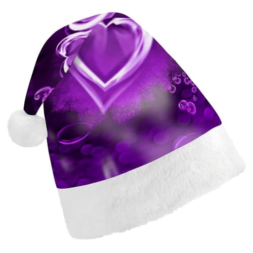 TKJMCSW Lila Love Weihnachtsmütze für Erwachsene, Samt, klassische Weihnachtsmütze für Weihnachten, Neujahr, Party, Kopfbedeckung von TKJMCSW