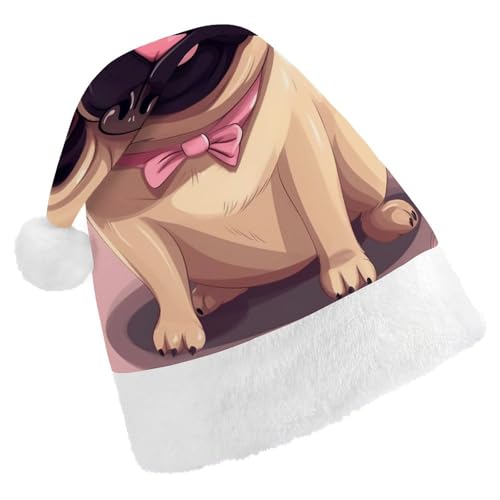 TKJMCSW Lustige Mops-Weihnachtsmütze für Erwachsene, Samt, klassische Weihnachtsmütze für Weihnachten, Neujahr, Party, Kopfbedeckung TKJMCSW Lustige Mops-Weihnachtsmütze für Erwachsene, Samt, klassische Weihnachtsmütze für Weihnachten, Neujahr, Party, Kopfbedeckung von TKJMCSW