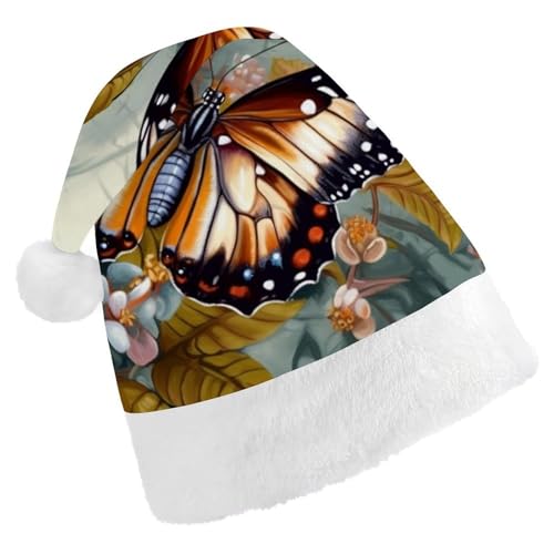 TKJMCSW Schöne Schmetterlings-Weihnachtsmütze für Erwachsene, Samt, klassische Weihnachtsmütze für Weihnachten, Neujahr, Party, Kopfbedeckung TKJMCSW Schöne Schmetterlings-Weihnachtsmütze für Erwachsene, Samt, klassische Weihnachtsmütze für Weihnachten, Neujahr, Party, Kopfbedeckung von TKJMCSW