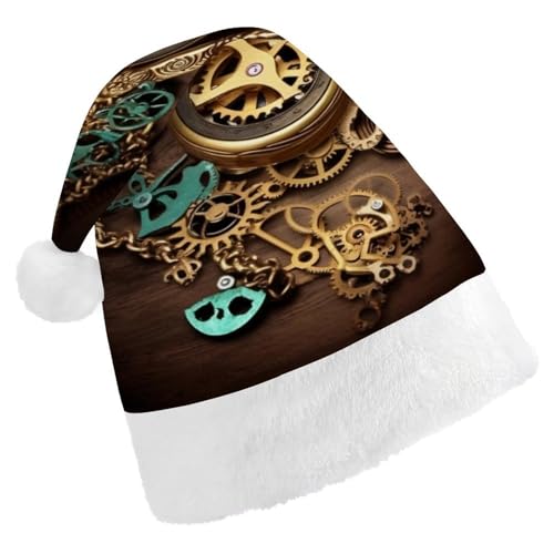 TKJMCSW Steampunk-Uhren, Schlüssel, Weihnachtsmütze für Erwachsene, Samt, klassische Weihnachtsmütze für Weihnachten, Neujahr, Party, Kopfbedeckung TKJMCSW Steampunk-Uhren, Schlüssel, Weihnachtsmütze für Erwachsene, Samt, klassische Weihnachtsmütze für Weihnachten, Neujahr, Party, Kopfbedeckung von TKJMCSW