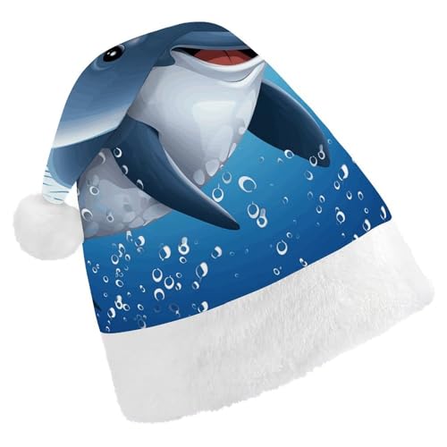 TKJMCSW Weihnachtsmütze mit Delfinmotiv für Erwachsene, Samt, klassische Weihnachtsmütze für Weihnachten, Neujahr, Party, Kopfbedeckung TKJMCSW Weihnachtsmütze mit Delfinmotiv für Erwachsene, Samt, klassische Weihnachtsmütze für Weihnachten, Neujahr, Party, Kopfbedeckung von TKJMCSW