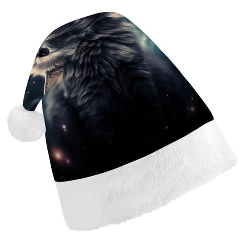 TKJMCSW Weihnachtsmütze mit Katze im Nebel für Erwachsene, Samt, klassische Weihnachtsmütze für Weihnachten, Neujahr, Party, Kopfbedeckung TKJMCSW Weihnachtsmütze mit Katze im Nebel für Erwachsene, Samt, klassische Weihnachtsmütze für Weihnachten, Neujahr, Party, Kopfbedeckung von TKJMCSW