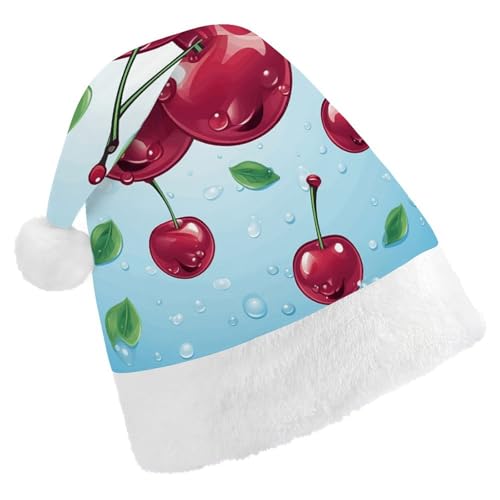 TKJMCSW Weihnachtsmütze mit Kirsche für Erwachsene, Samt, klassische Weihnachtsmütze für Weihnachten, Neujahr, Party, Kopfbedeckung TKJMCSW Weihnachtsmütze mit Kirsche für Erwachsene, Samt, klassische Weihnachtsmütze für Weihnachten, Neujahr, Party, Kopfbedeckung von TKJMCSW