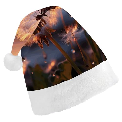 TKJMCSW Weihnachtsmütze mit Löwenzahn-Blume, Weihnachtsmannmütze für Erwachsene, Samt, klassische Weihnachtsmütze für Weihnachten, Neujahr, Party, Kopfbedeckung TKJMCSW Weihnachtsmütze mit Löwenzahn-Blume, Weihnachtsmannmütze für Erwachsene, Samt, klassische Weihnachtsmütze für Weihnachten, Neujahr, Party, Kopfbedeckung von TKJMCSW